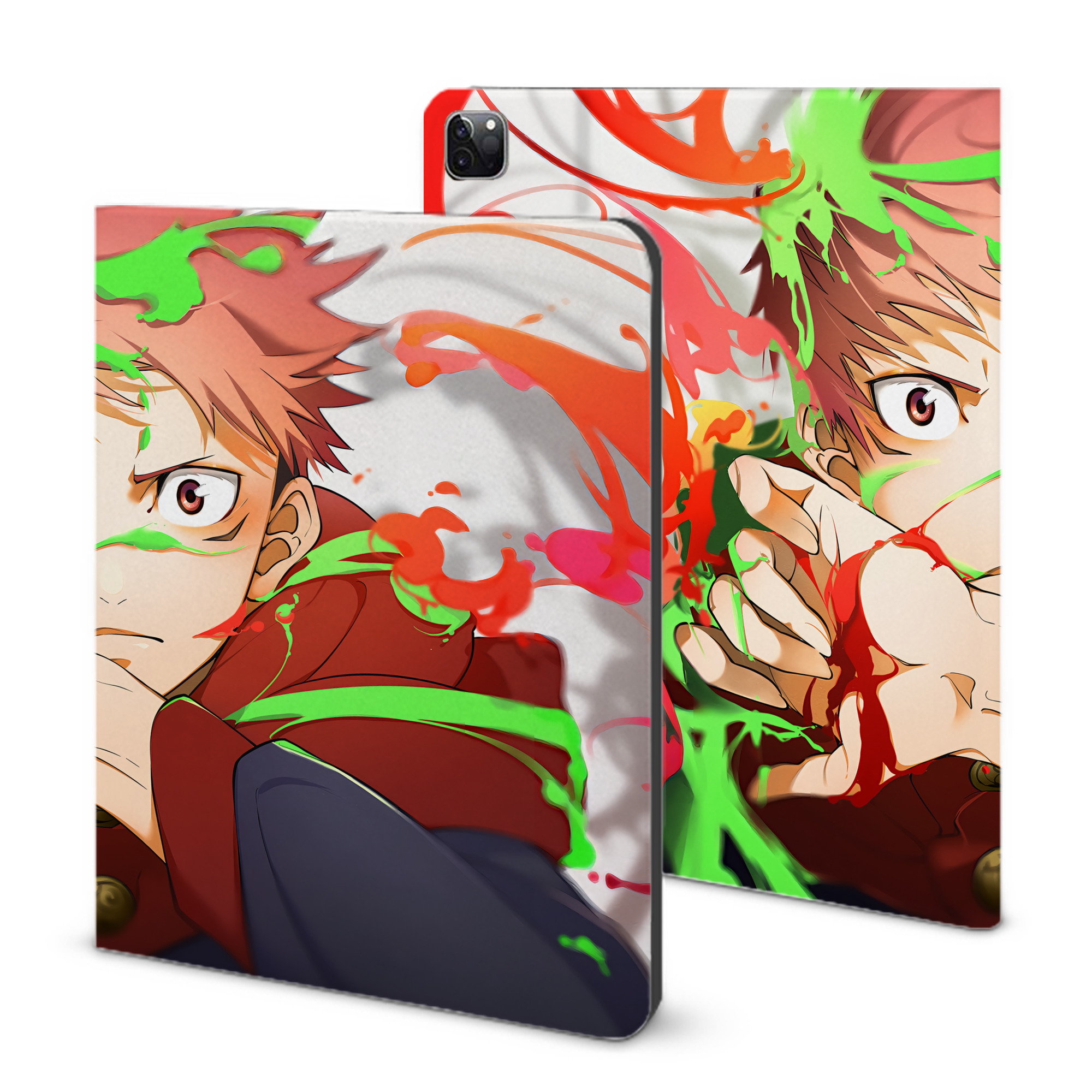 （画像用） 呪術廻戦 Jujutsu Kaisen IPad ケース ブック型 PUレザー TPU 耐衝撃 軽量 薄型 ペン収納なし 全面保護 IPad 各モデル対応